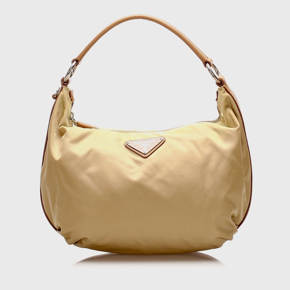 Prada Tessuto Nylon Beige Shoulder Hobo Bag